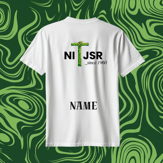 NIT Jamshedpur Customizable Oversized Bamboo print tee🌿 — White⚪