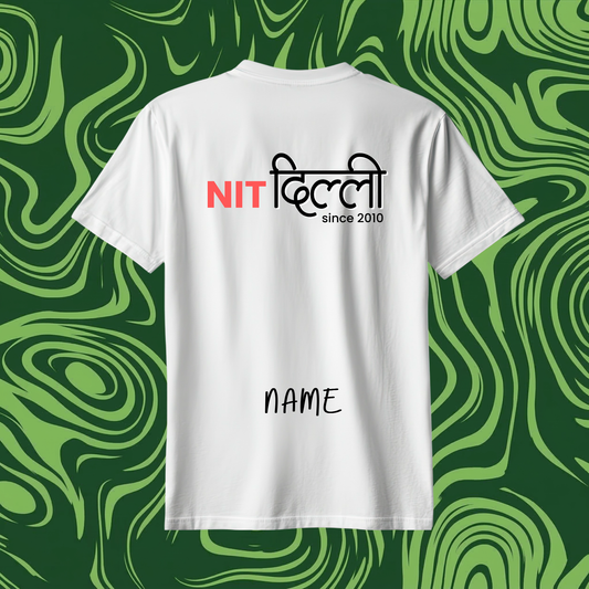 NIT Delhi Customizable Oversized Tee Hindi Style — White⚪