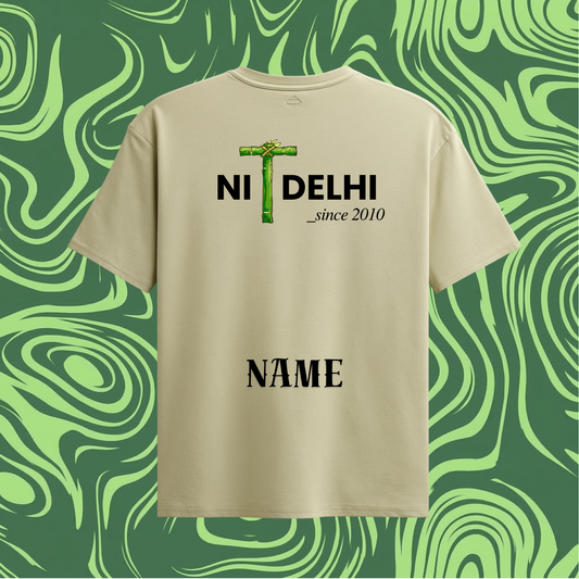 NIT Delhi Customizable Oversized Tee Bamboo print🌿 — Sand Beige🍂