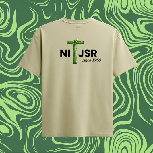 NIT Jamshedpur Customizable Oversized Bamboo print tee🌿 — Sand Beige🍂