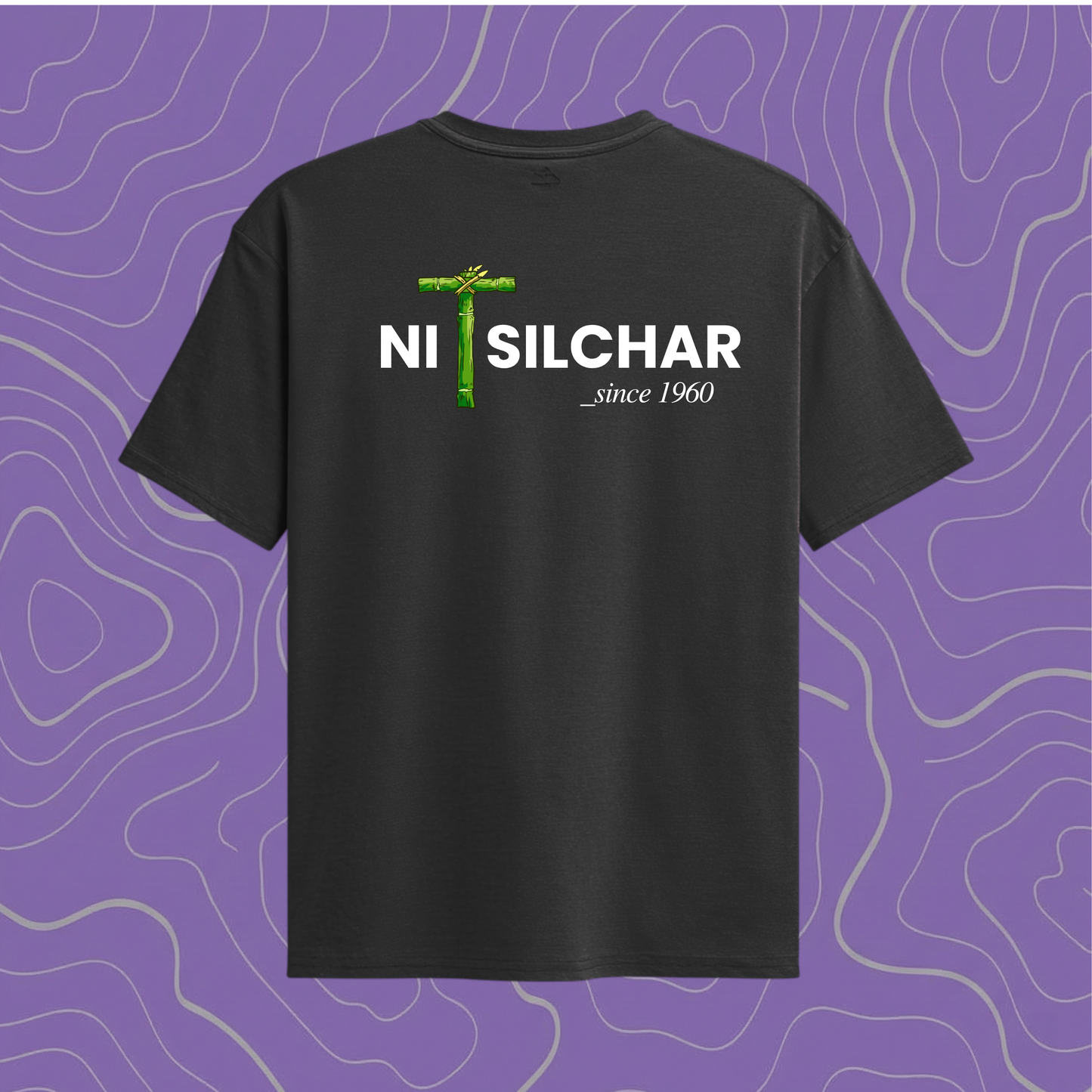 NIT Silchar Customizable Oversized Bamboo print tee🌿 — Midnight Black⚫