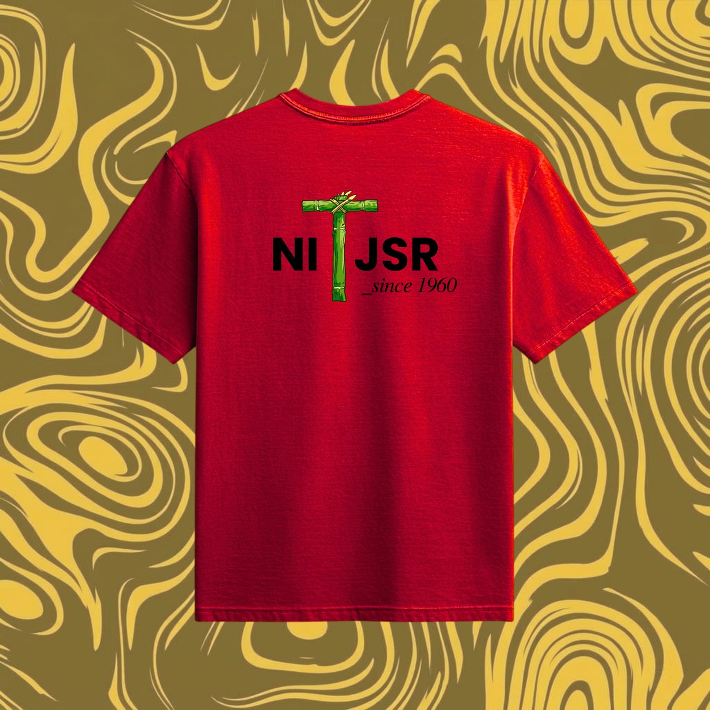 NIT Jamshedpur Customizable Oversized Bamboo print tee🌿 — Crimson Red🔴