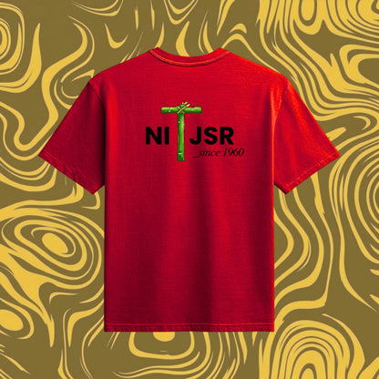 NIT Jamshedpur Customizable Oversized Bamboo print tee🌿 — Crimson Red🔴