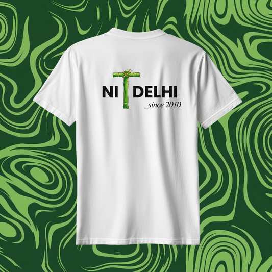 NIT Delhi Customizable Oversized Tee Bamboo print🌿 —  White⚪