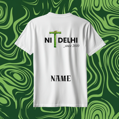 NIT Delhi Customizable Oversized Tee Bamboo print🌿 —  White⚪