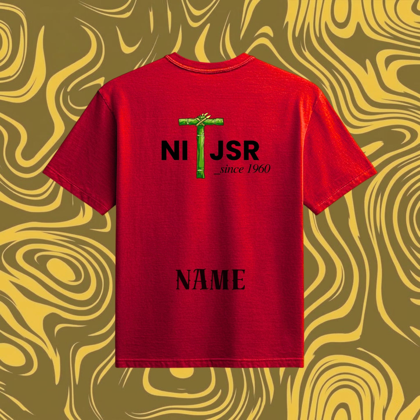 NIT Jamshedpur Customizable Oversized Bamboo print tee🌿 — Crimson Red🔴