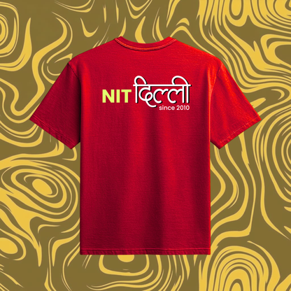 NIT Delhi Customizable Oversized Tee Hindi Style —  Crimson Red🔥❤️