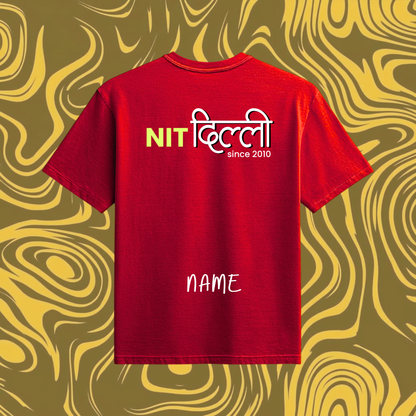 NIT Delhi Customizable Oversized Tee Hindi Style —  Crimson Red🔥❤️