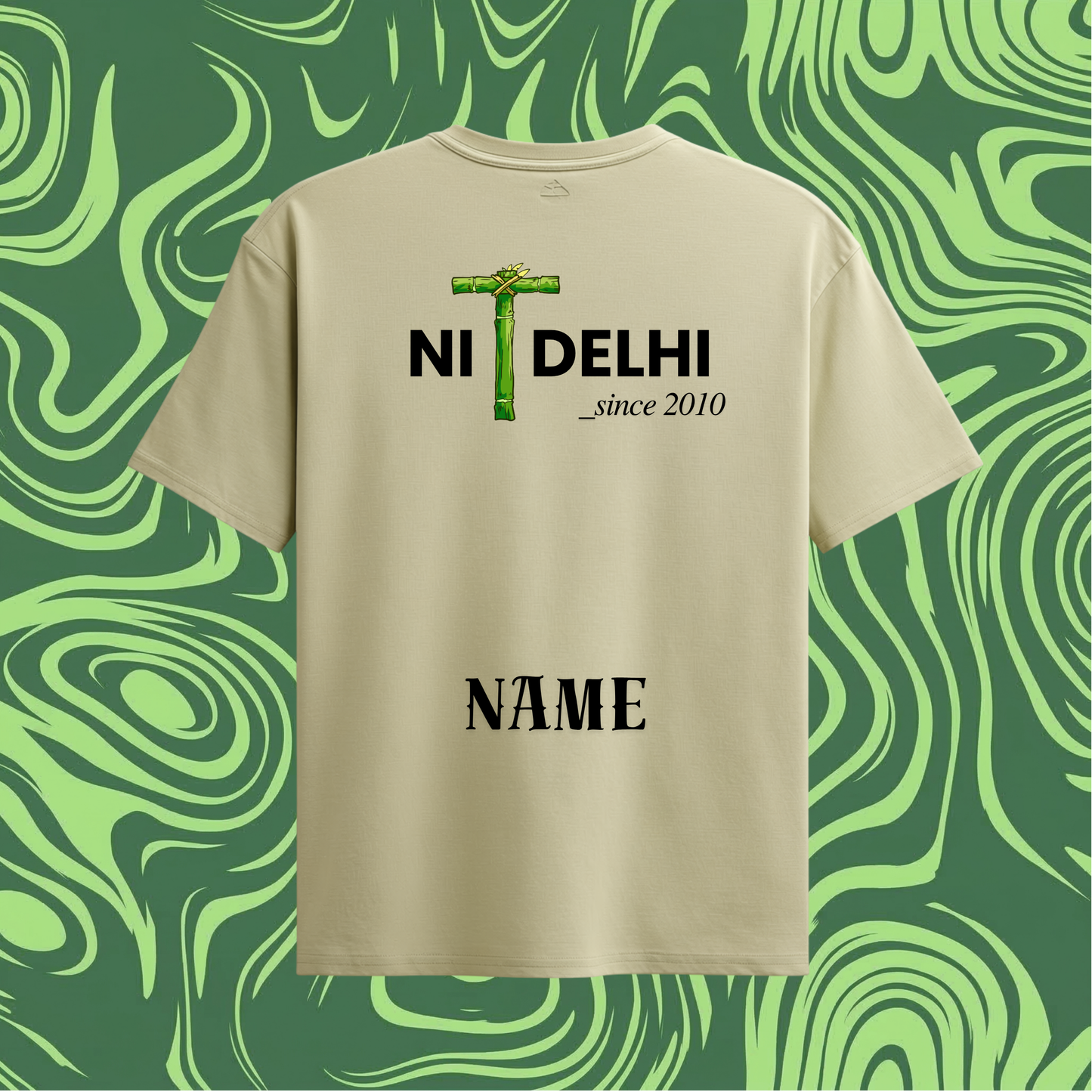 NIT Delhi Customizable Oversized Tee Bamboo print🌿 —  Sand Beige🍂
