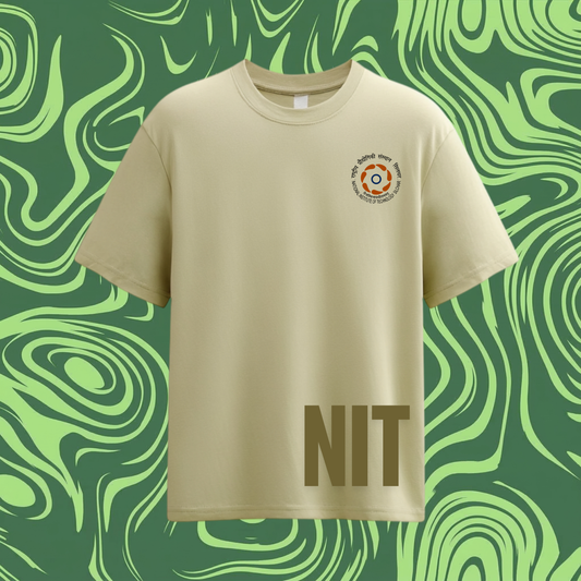 NIT Silchar Customizable Oversized Bamboo print tee🌿 — Sand Beige🍂