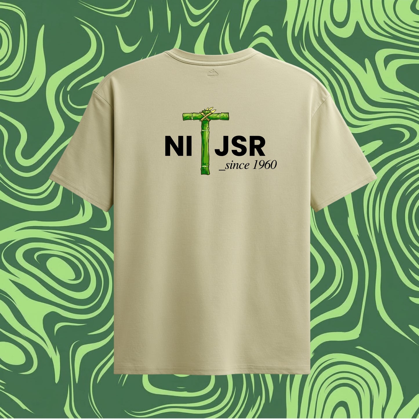 NIT Jamshedpur Customizable Oversized Bamboo print tee🌿 — Sand Beige🍂
