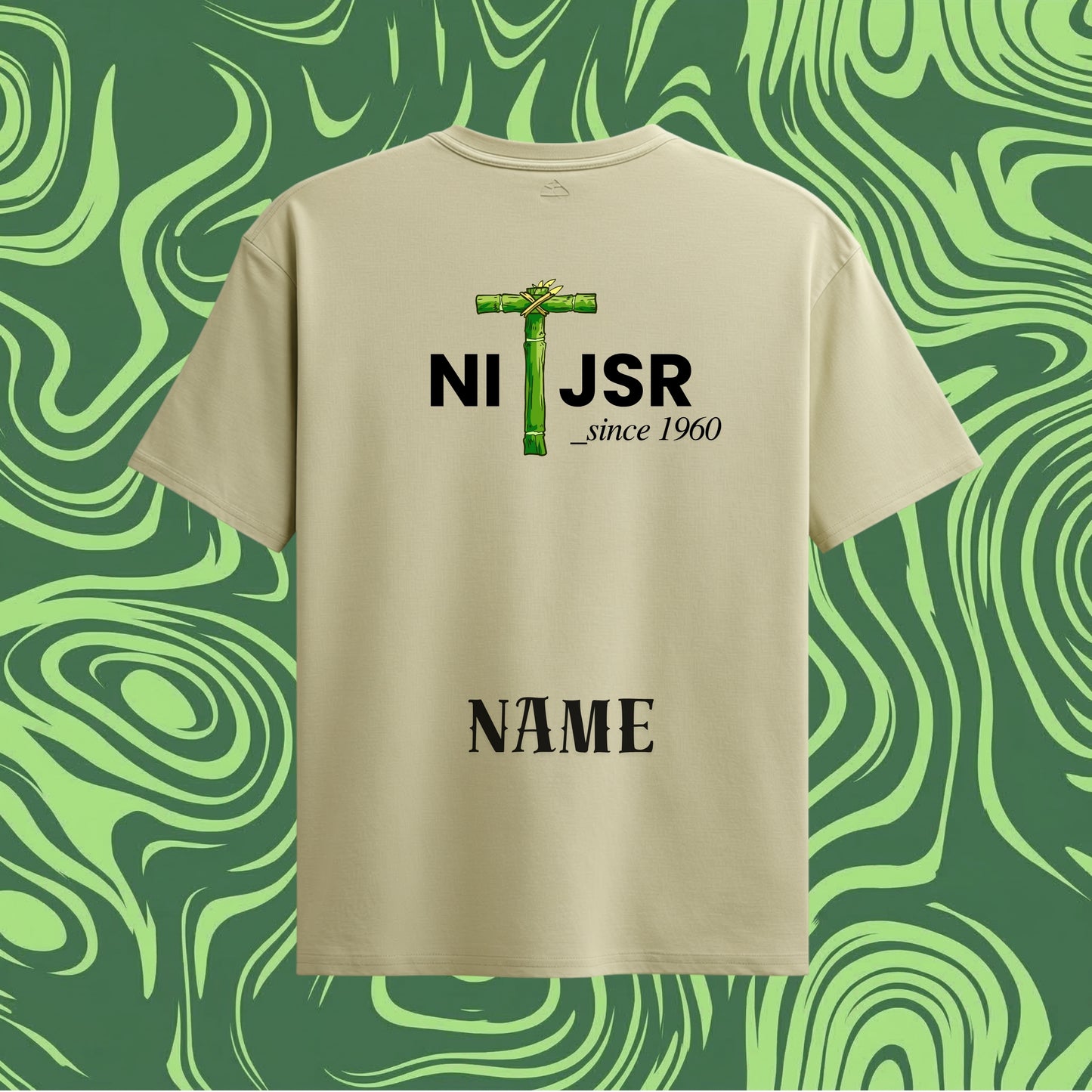 NIT Jamshedpur Customizable Oversized Bamboo print tee🌿 — Sand Beige🍂
