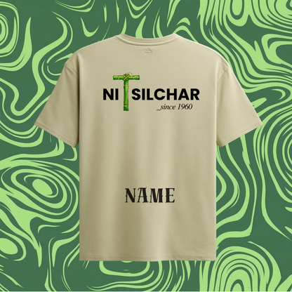 NIT Silchar Customizable Oversized Bamboo print tee🌿 — Sand Beige🍂