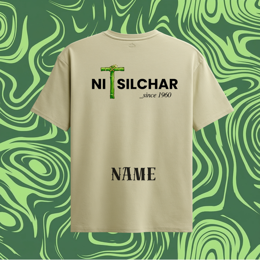 NIT Silchar Customizable Oversized Bamboo print tee🌿 — Sand Beige🍂