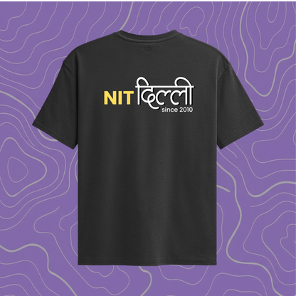 NIT Delhi Customizable Oversized Tee Hindi Style— Midnight Black🖤