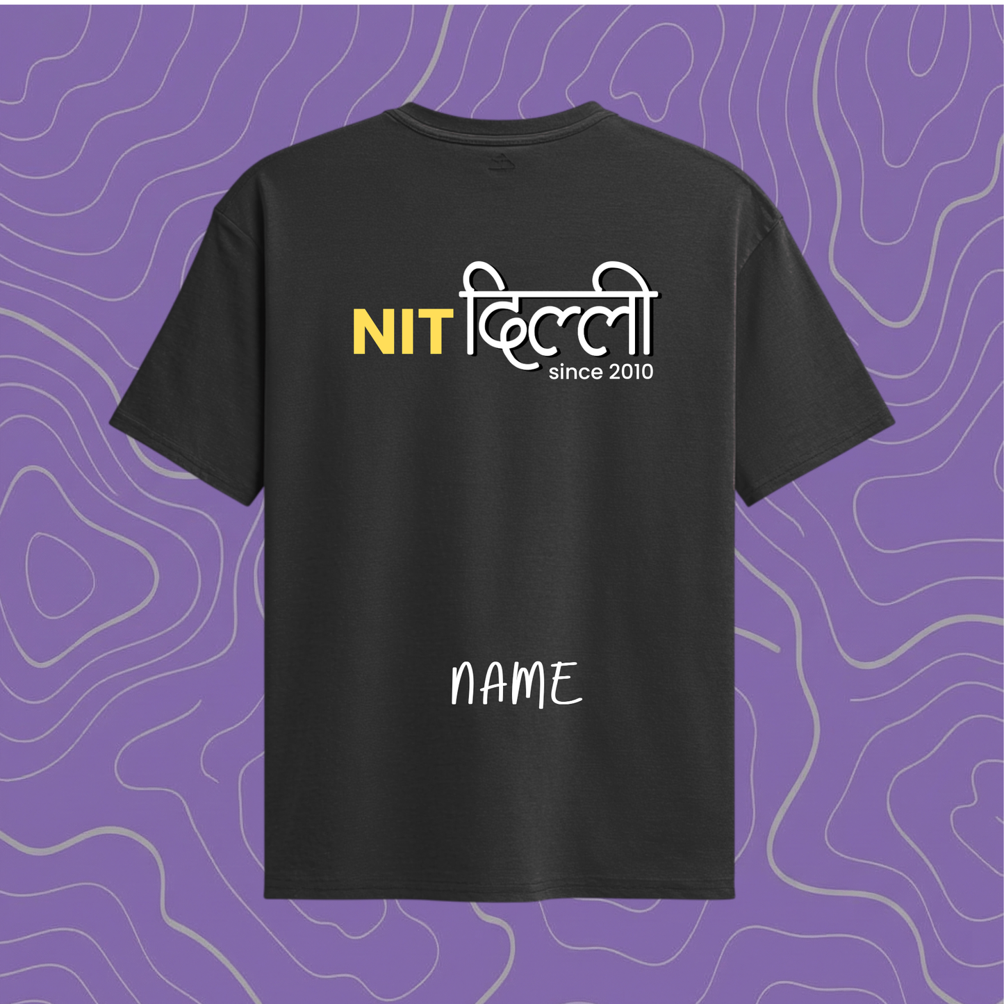 NIT Delhi Customizable Oversized Tee Hindi Style— Midnight Black🖤