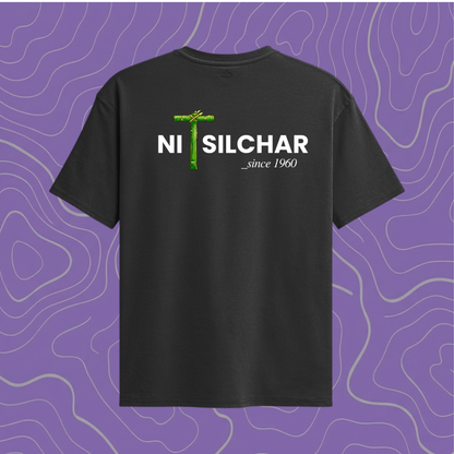 NIT Silchar Customizable Oversized Bamboo print tee🌿 — Midnight Black⚫