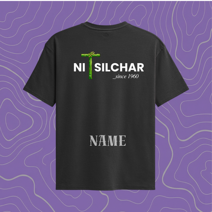 NIT Silchar Customizable Oversized Bamboo print tee🌿 — Midnight Black⚫