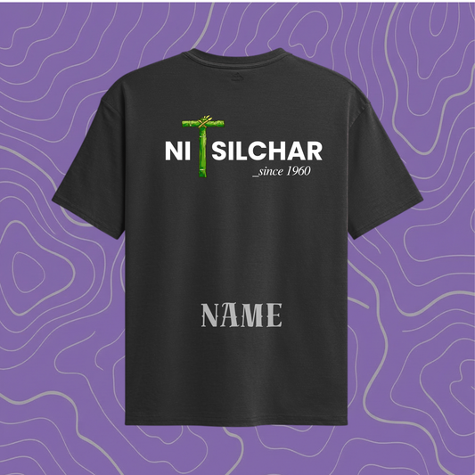NIT Silchar Customizable Oversized Bamboo print tee🌿 — Midnight Black⚫