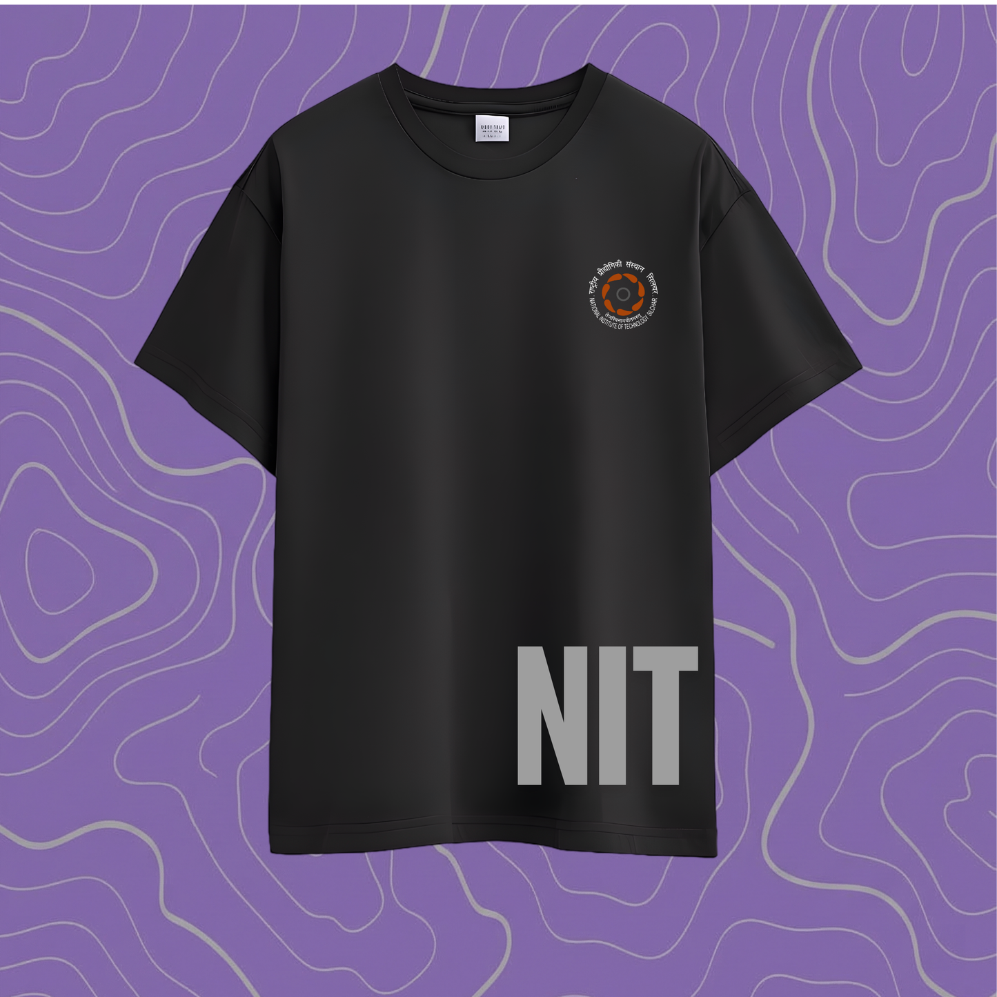 NIT Silchar Customizable Oversized Bamboo print tee🌿 — Midnight Black⚫