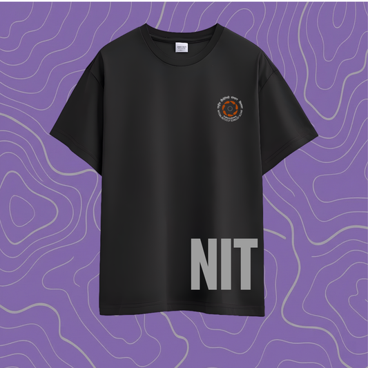 NIT Silchar Customizable Oversized Bamboo print tee🌿 — Midnight Black⚫